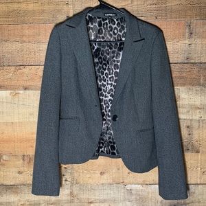 Express Grey Blazer with Leopard Lining